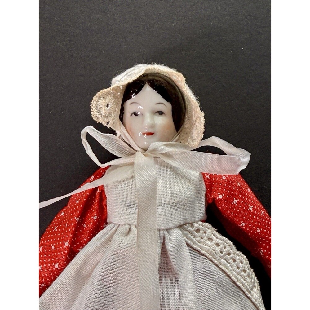 1970s Vintage Japanese Miniature Porcelain Bisque Doll, Imported by Shackman NY